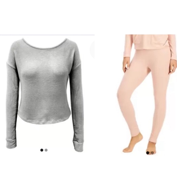 NEW Alfani Intimates Ultra Soft Knit Pajama Top and Pants, Size Small, Gray Pink - Picture 1 of 10